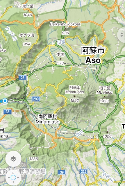 Turistická mapa vulkánu Aso